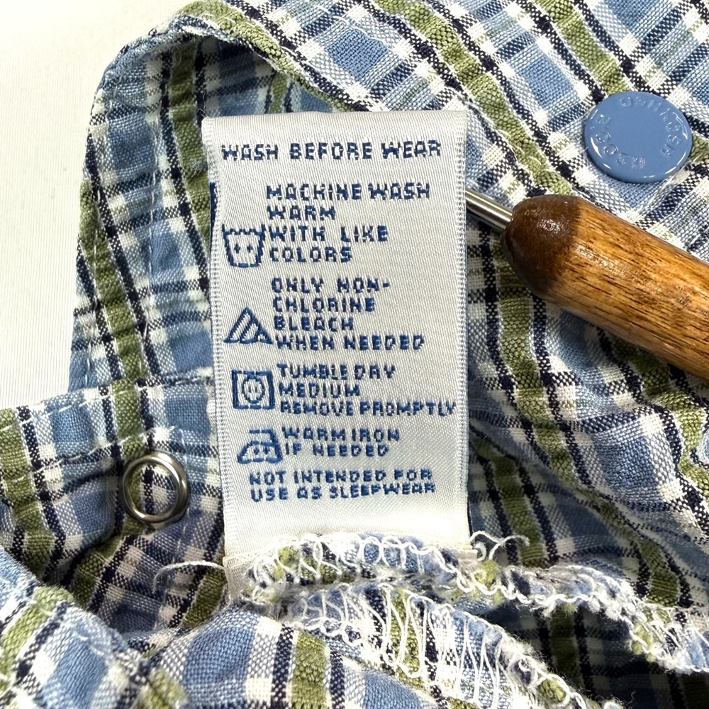 VINTAGE OSHKOSH Boys Plaid Overalls 6-9m Lion Embroidered 90s Y2K Cottagecore - Picture 13 of 13